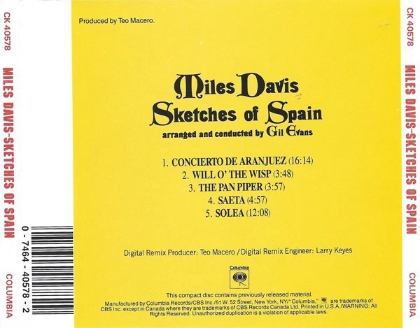 Miles Davis - Sketches of Spain - CD - Brand New - Image 2 of 2