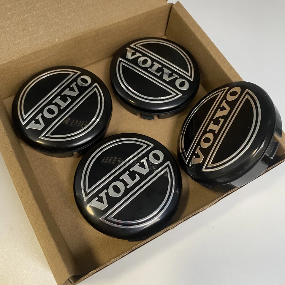 4PC SET OF 4 FOR VOLVO BLACK CENTER WHEEL HUB CAPS COVER RIMS 3546923 BLACK Foto 4 de 4