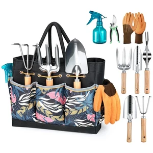 9-Piece Heavy Duty Garden Tool Set with Organizer Bag - Ideal Gifts for Women