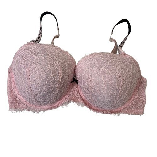 Victoria’s Secret Dream Angels Lined Demi Pink Floral Lace Size 38DD
