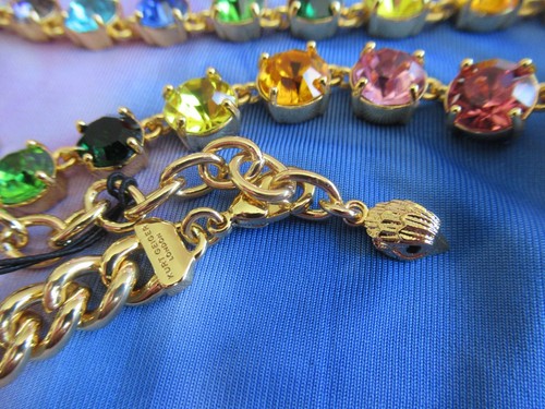 KURT GEIGER LONDON MULTI RAINBOW CRYSTAL CURB LINK NECKLACE EAGLE GOLD HEAD NWT - Picture 6 of 6