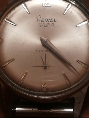 Orologio Rewel 17 rubis Quadrante argente incabloc acciaio 37mm Vintage  carica m | eBay