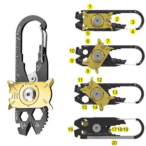 Stainless Steel 20 to 1 Multi Tool Key chain Pocket BOB WHOLESALE LOT 12pcs