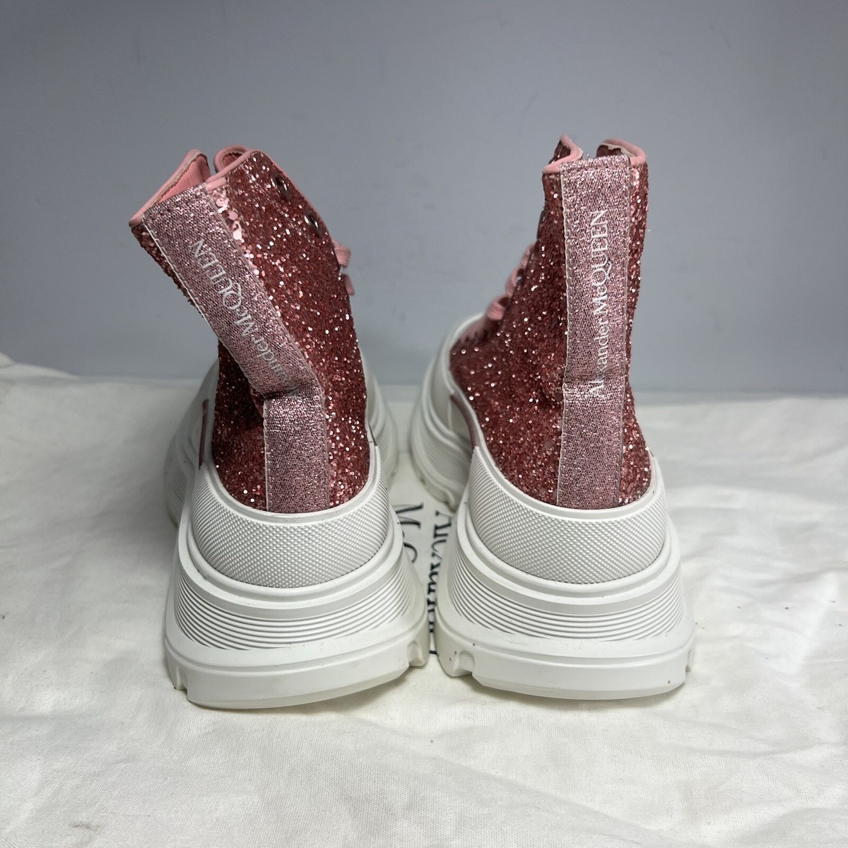 Alexander McQueen Tread Slick High Pink Glitter Size 39/9W