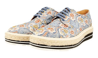 AUTH LUXURY PRADA LACE-UP SHOES 1E441F PAISLEY NEW US 10 EU 40 40,5 UK 7