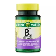 Spring Valley Vitamin B12 500 mcg Tablets Metabolism Support 100CT SAME-DAY SHIP