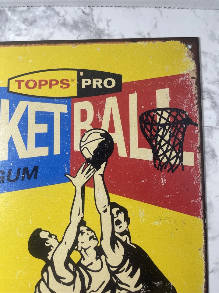 Letrero de 5 centavos Topps Pro Baloncesto Estaño Metal Burbuja Goma 2006 12,5" x 16" EE. UU. Foto 3 de 4