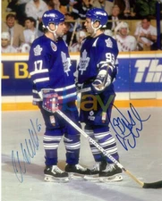WENDEL CLARK & DOUG GILMOUR SIGNED TORONTO MAPLE LEAFS 8X10 PHOTO reprint