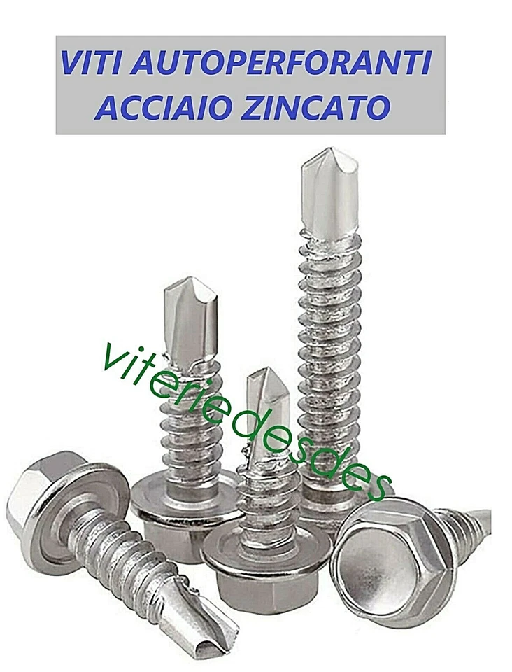 VITI AUTOPERFORANTI D. 4,2mm 4,8mm 5,5mm AUTOFORANTI TESTA ESAGONALE UNI 8117 - Immagine 4 di 4