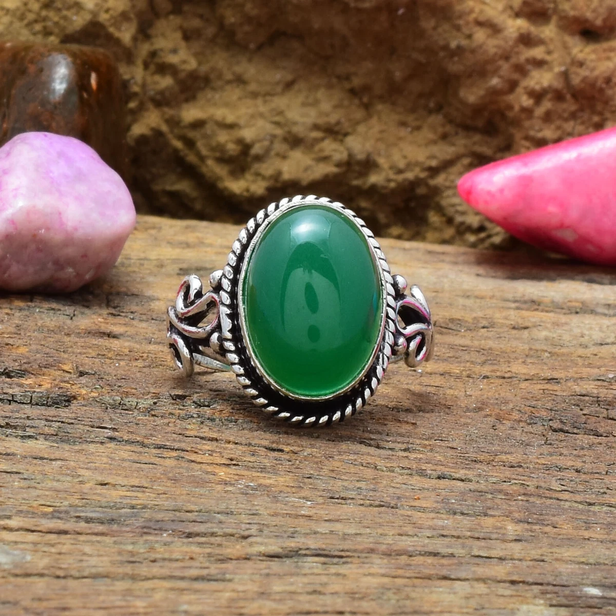 Green onyx stone ring deals