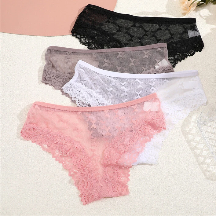 4pack Sexy Damen Durchsichtig Unterwäsche Höschen Spitze Slips Strings Dessous - Bild 2 von 4