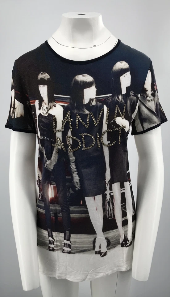Lanvin 多色短袖 T 恤,带“Lanvin Addict”印花闪光,尺寸 S — 第 2/4 张图片
