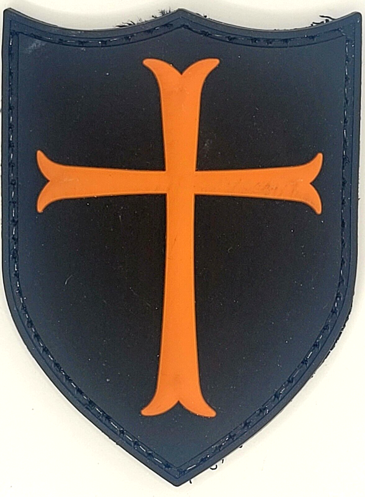 Knights Templar Crusader Cross Orange and Black 3D Patch  Shield 2.5X1.8 inches-image