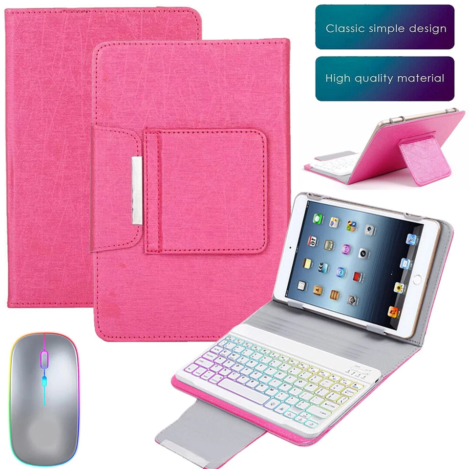 Universal Backlit Keyboard Leather Case Mouse For 10/10.1 inch Android Tablet PC - Image 3 of 4