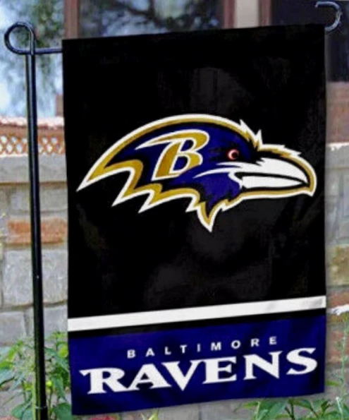 Baltimore Ravens GardenYard Bandera 12 x 18 Ventana Exterior 2 Caras Nuevo Cuervo Foto 2 de 4