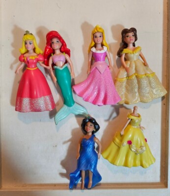 Lot of 6 Disney Princess Polly Pocket Dolls Rubber Clothes VGUC C346G 