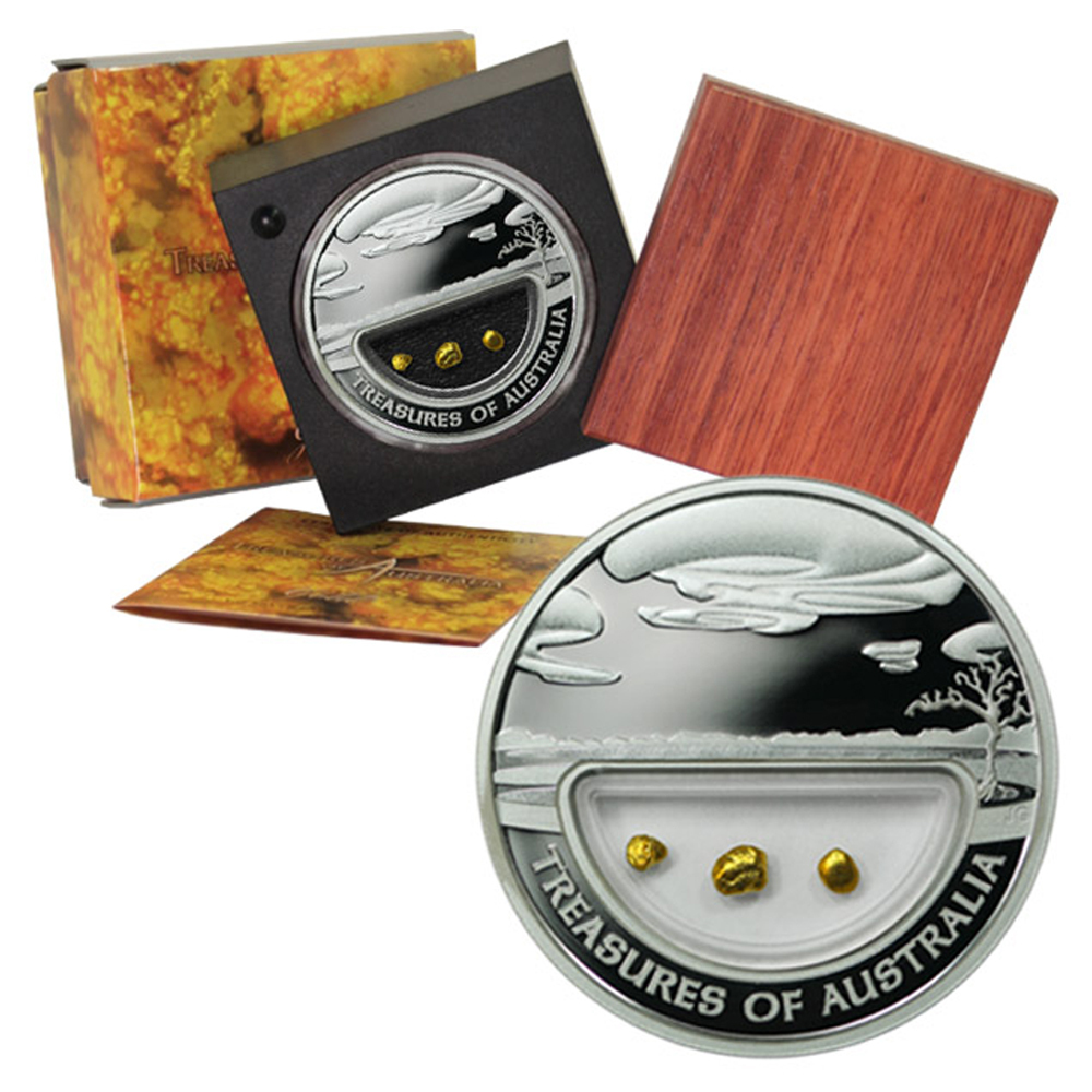 Treasures of Australia Gold Nuggets $1 2010 Proof Silver