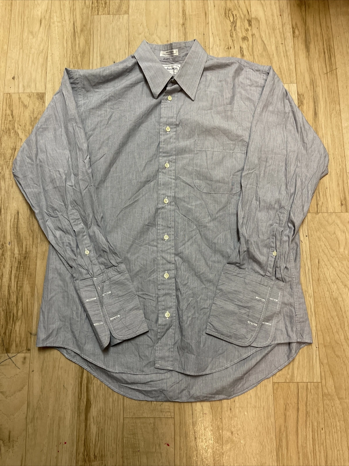 Camicia abito vintage anni '80 Burberry of London blu taglia 16 5 33 made in USA