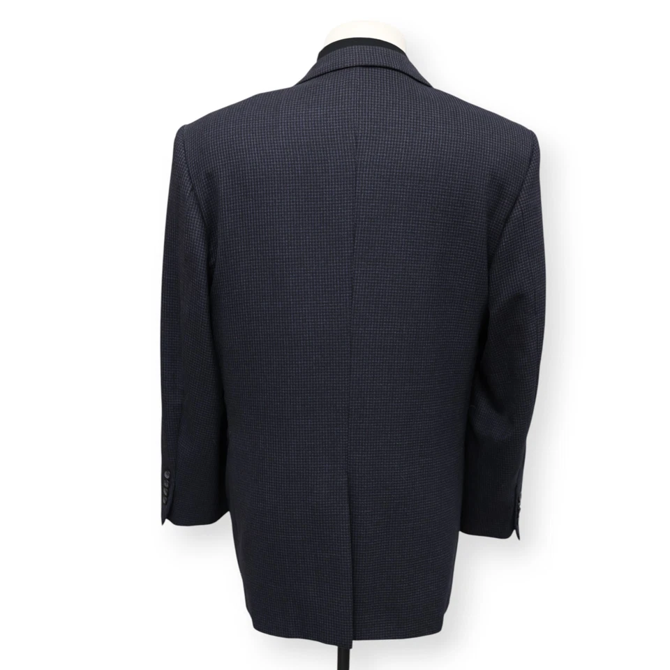 JOSEPH & FEISS Hombre Azul Negro Estampado LANA Abrigo Deportivo Traje Chaqueta Blazer 44 R Foto 4 de 4