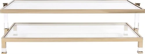 Goldwyn Coffee Table with Glass, Gold Frame and Acrylic - Picture 1 of 5