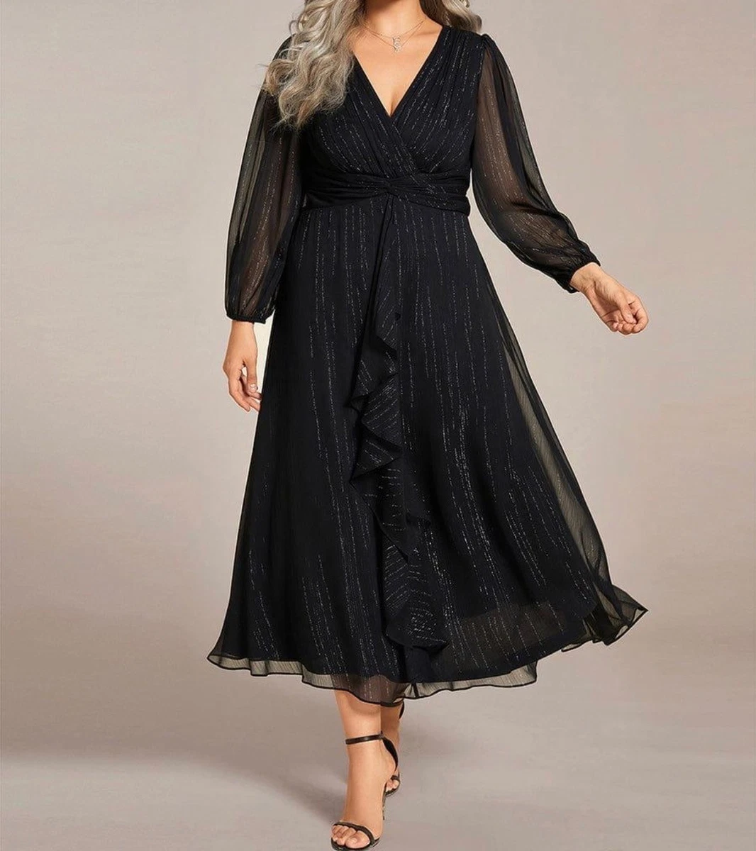 long mother of the bride dress Zapakasa Women Dusty Rose Flowy Chiffon Long Mother of the Bride Dress  Sheath V-Neck Wedding Guest Dress main image 1