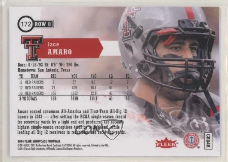 2014 Flair Showcase Row 0 Jace Amaro #172 Rookie RC - Image 2 of 2