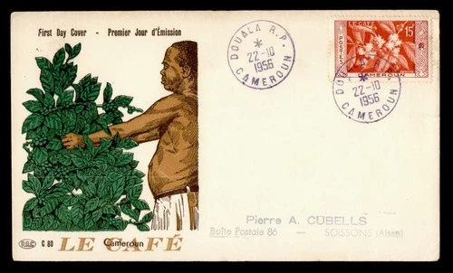 DR WHO 1956 FRENCH CAMEROON FDC COFFEE PAC CACHET M76609