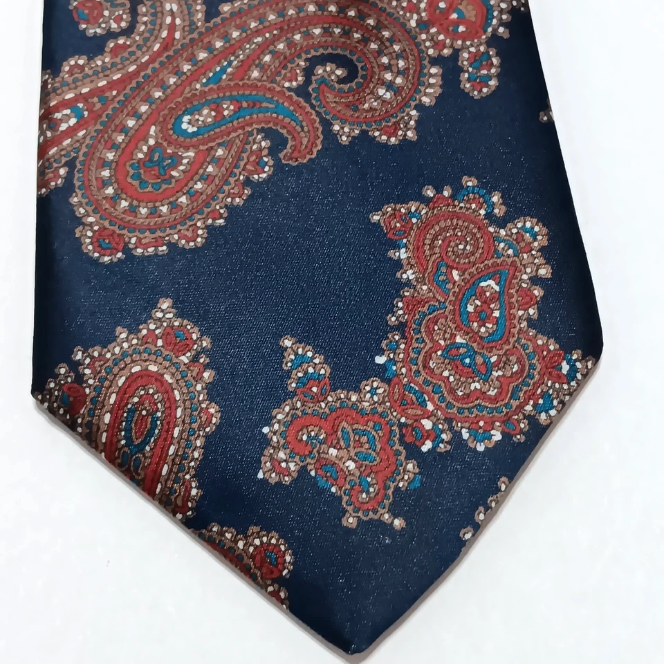 CORBATA JORDACHE VINTAGE DISEÑO PAISLEY AZUL MARINO, ROJO, BLANCO Foto 2 de 4