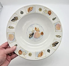 Gibson Atlantic Ocean Shell 9" Rimmed Soup Pasta Bowl Sea Shells Retired VTG