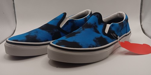 VANS Brand New Kids Shoes US Sz 5 Classic Skater Slip-On Tie Dye Blue Black - Picture 2 of 3