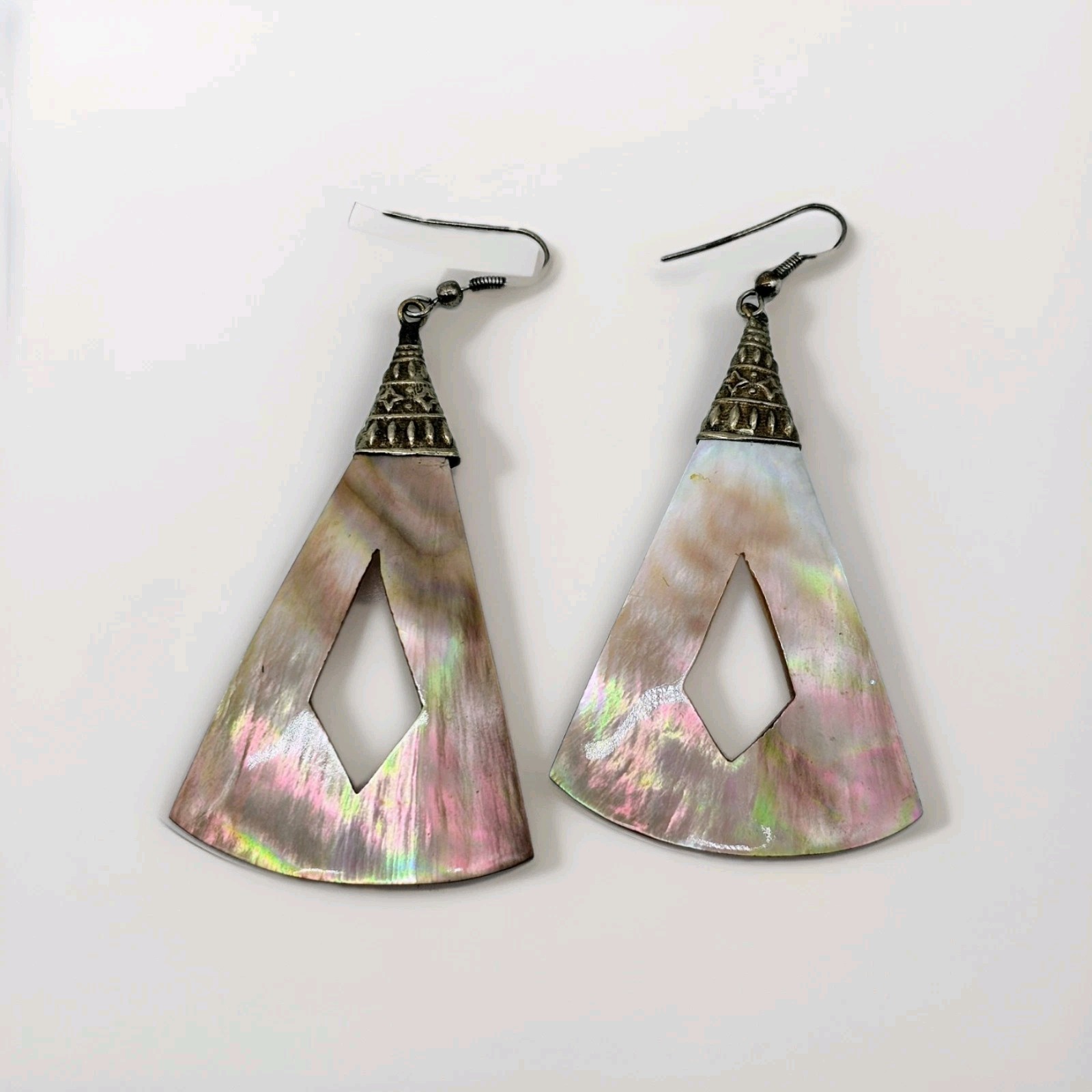 Vintage Abalone Shell Triangular Large Statement … - image 1