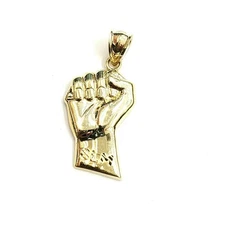 10k yellow gold fist BLM black lives matter pendant charm jewelry unisex 1.9g