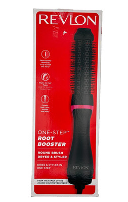 Revlon One-Step 1-1/2'' Root Booster Round Brush Hair Dryer and Styler, Black