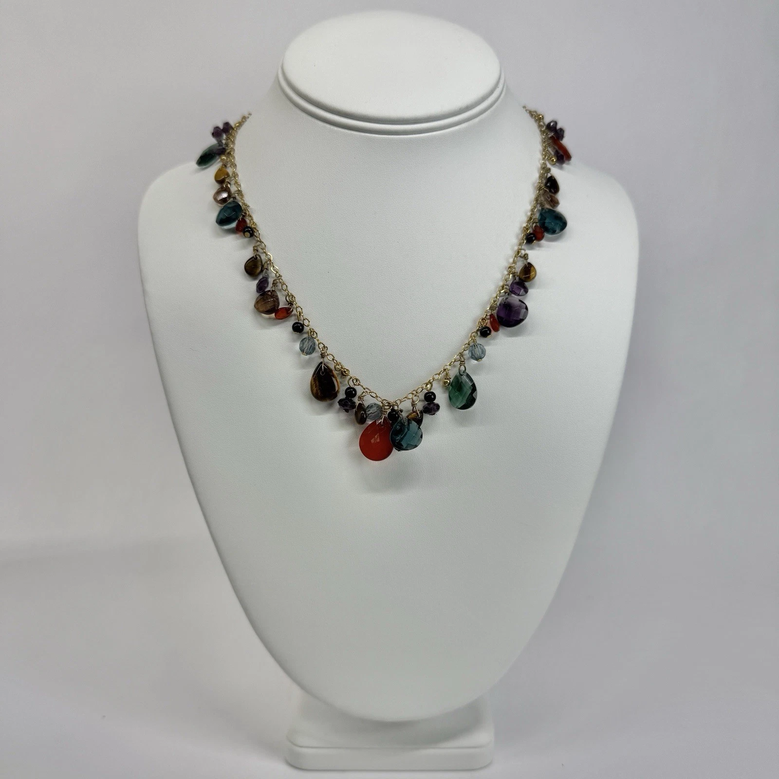 RALPH LAUREN Multicolor Faceted Bead Layered Bib Vintage Necklace Jewelry N491