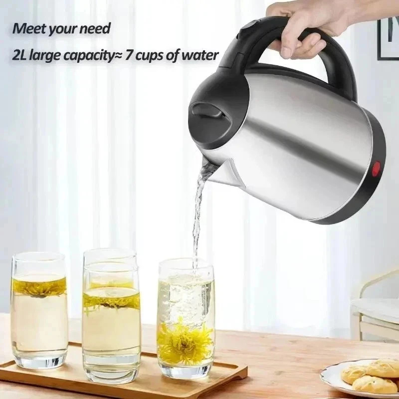 Electric Water Kettle New 2L Hot Water Kettle Stainless Steel Boil Tea Maker EU