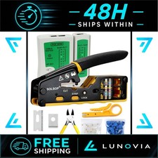 Solsop Pass Through RJ45 Crimp Tool Kit for CAT5 CAT5e CAT6