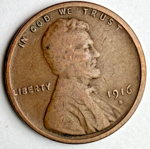 1916-S Lincoln Wheat 1c ~ Good+ / VG? ~ 1 Coin ~ Nice ~ B85