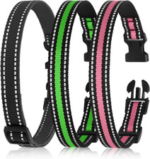 Dog Collar 3 Pack, Shock Replacement Strap All Sizes, Back-Green-Pink