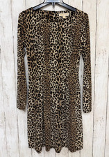 Michael Kors Womens Dress Size M Leopard Print Animal Print Stretch Long Sleeve