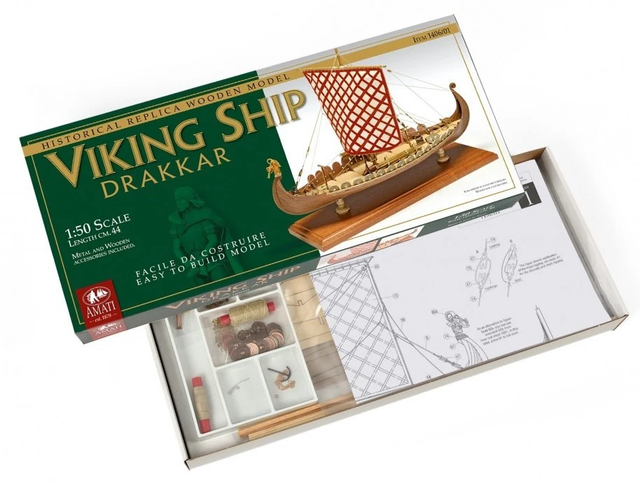 DRAKKAR VIKING SHIP - AMATI 1:50 MAQUETTE BOIS