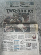 Houston Chronicle Two-Riffic Newspaper June 15, 1995  Rockets NBA Championship