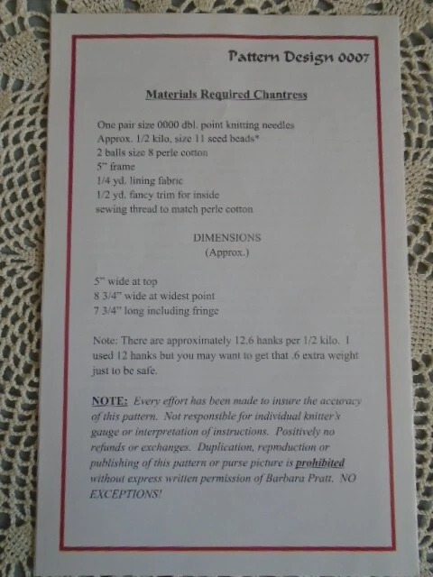 Barbara Pratt Victorian Beaded Knit Purse Patterns lot of 3 - Image 3 of 4