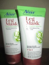 2x NAIR Leg Mask Exfoliate & Smooth 3 in 1 Clay & Seaweed 2 oz. Travel Size