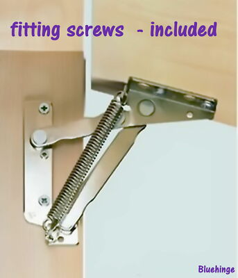 1 Pair Kitchen Cupboard Cabinet Lift Up Flap Top Door Hinge Sprung Heavy Duty 1 Pair Kitchen Cupboard Cabinet Lift Up, Top Opening Kitchen Cabinet Hinges