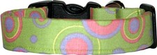 Green Pink Purple Retro Polka Dots Handmade Dog Collar