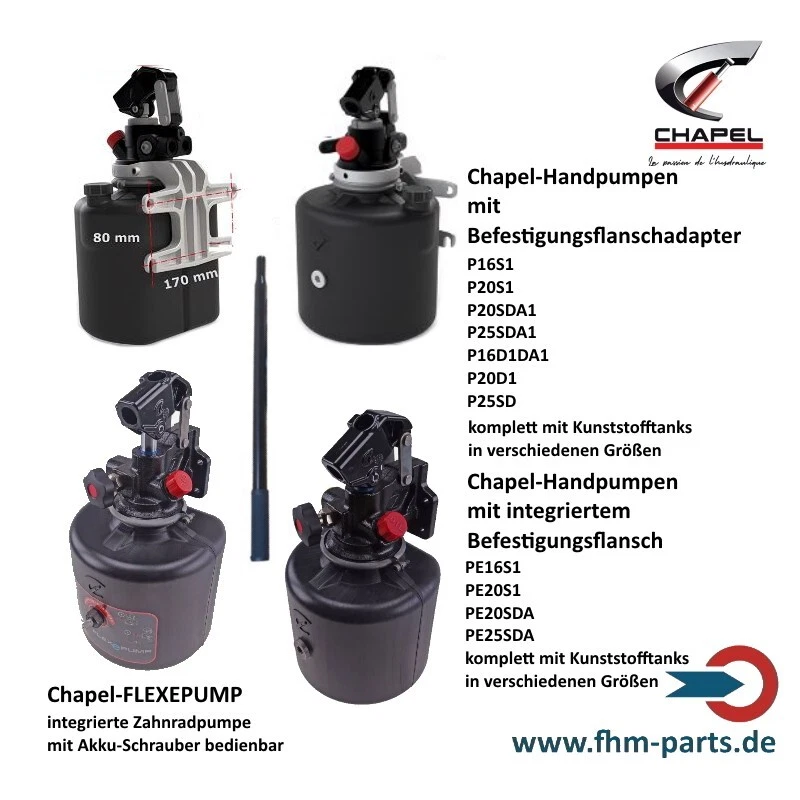 Chapel Hydraulik-Handpumpe einfach-oder doppeltwirkend diverse Größen