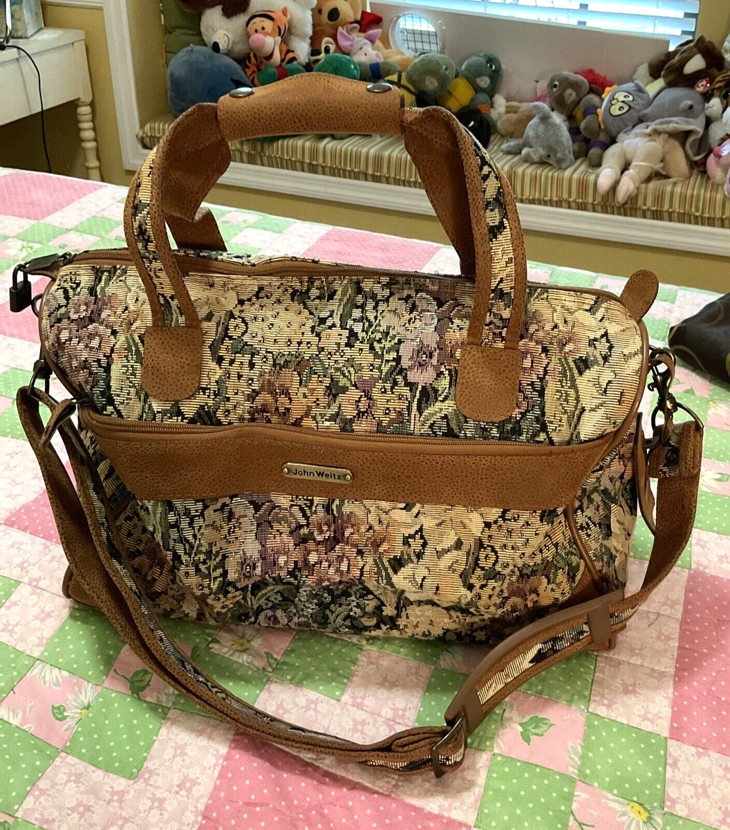 Vintage John Weitz 16 Floral Travel Duffle Bag with Shoulder