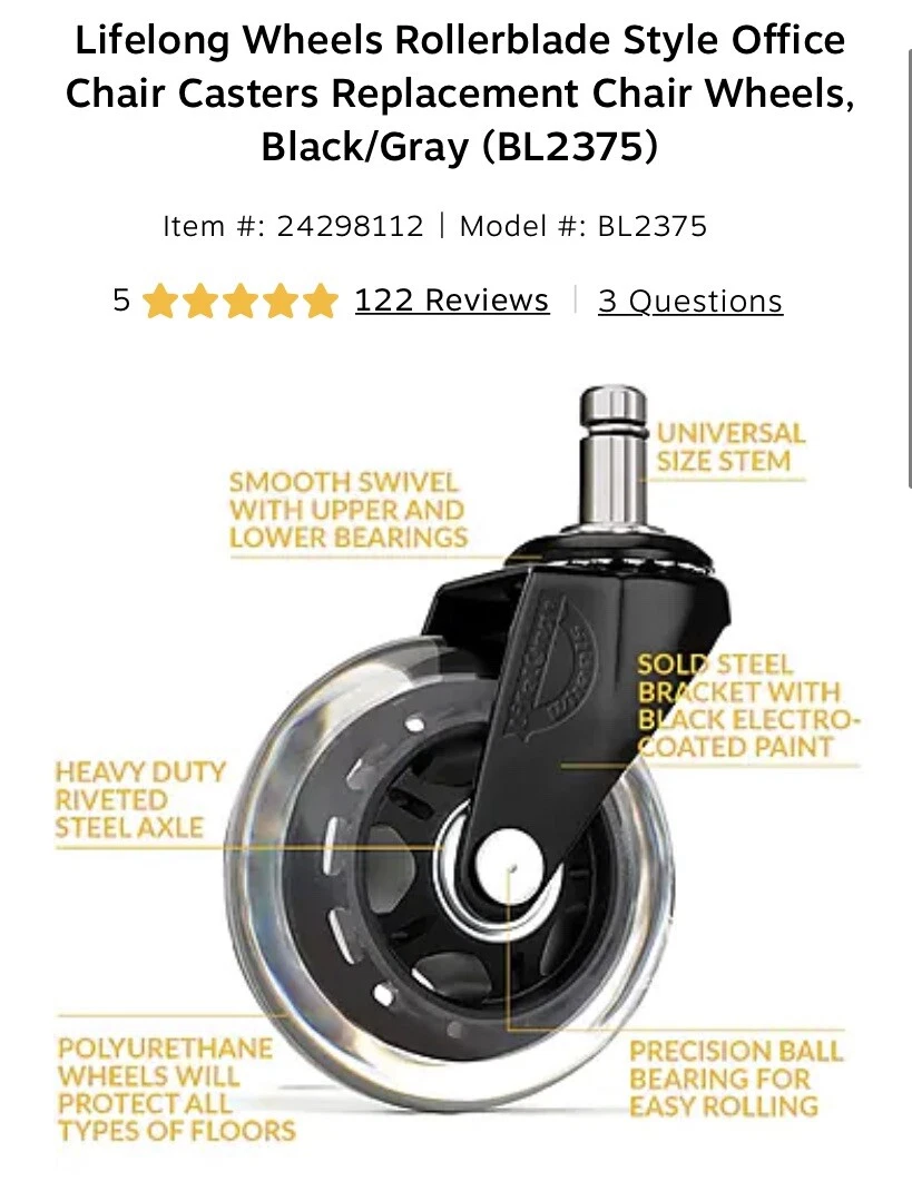 Serta office sale chair replacement wheels