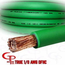 5 ft TRUE AWG 1/0 Gauge OFC COPPER Power Wire GREEN Ground Cable GP Car Audio 