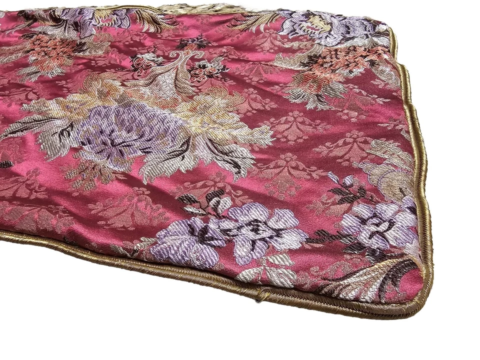 Ralph Lauren Chinoserie Flores Florales 12x18” 75% Seda Borgoña Ciruela Dorado Nuevo de Lote Antiguo Foto 3 de 4